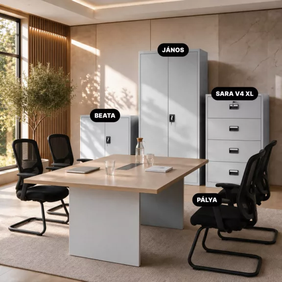 Jan Nowak® | 2299 SARA XL V4 4 fiókos fém iratszekrény, szürke