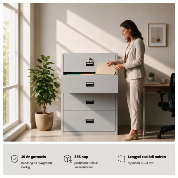 Jan Nowak® | 2299 SARA XL V4 4 fiókos fém iratszekrény, szürke