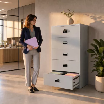   Jan Nowak® | 2300 SARA XL V5 5 fiókos fém iratszekrény, szürke