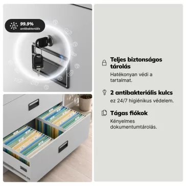   Jan Nowak® | 2300 SARA XL V5 5 fiókos fém iratszekrény, szürke