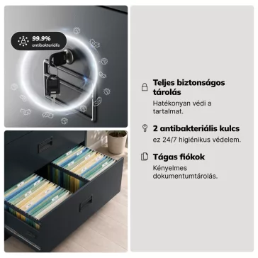   Jan Nowak® | 2301 SARA XL V3 3 fiókos iratszekrény antracit, 900 × 1020 × 600 mm