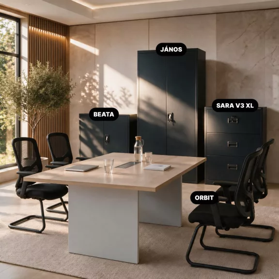 Jan Nowak® | 2301 SARA XL V3 3 fiókos iratszekrény antracit, 900 × 1020 × 600 mm