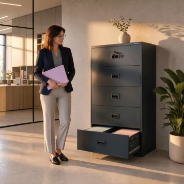   Jan Nowak® | 2303 SARA XL V5 5 fiókos iratszekrény antracit, 900 × 1620 × 600 mm