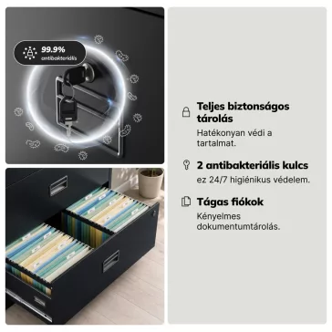   Jan Nowak® | 2304 SARA XL V3 3 fiókos iratszekrény fekete, 900 × 1020 × 600 mm
