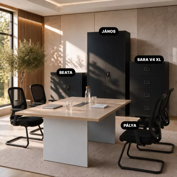 Jan Nowak® | 2305 SARA XL V4 4 fiókos iratszekrény fekete, 900 × 1320 × 600 mm