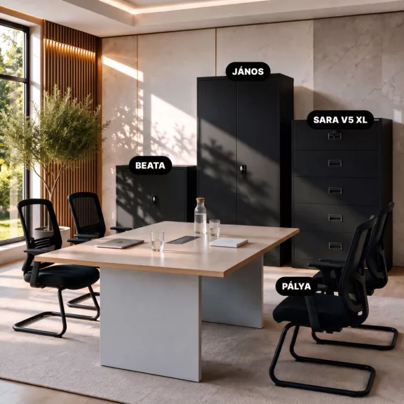 Jan Nowak® | 2306 SARA XL V5 5 fiókos iratszekrény fekete, 900 × 1620 × 600 mm