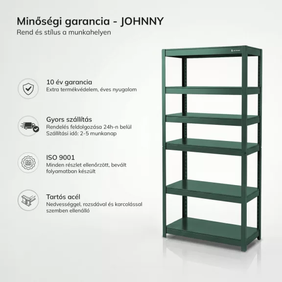 Jan Nowak® JOHNNY széles fém műhelypolc, Zöld, 1800 × 800 × 420 mm Jan Nowak® JOHNNY széles fém műhelypolc, Zöld, 1800 × 800 × 420 mm