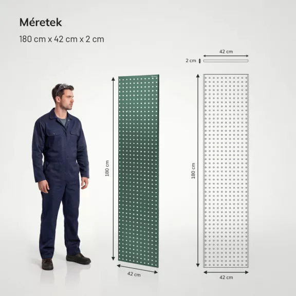 Jan Nowak® JOHNNY perforált oldalpanelek polchoz, 2 db, Zöld, 1800 × 20 × 420 mm