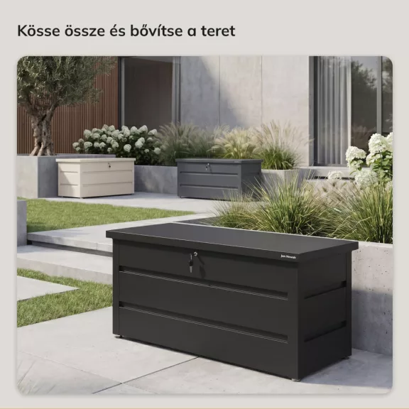 Jan Nowak® CARRIE fém kerti tárolóláda 360 l, Fekete, 1190 × 520 × 587 mm Jan Nowak® CARRIE fém kerti tárolóláda 360 l, Fekete, 1190 × 520 × 587 mm