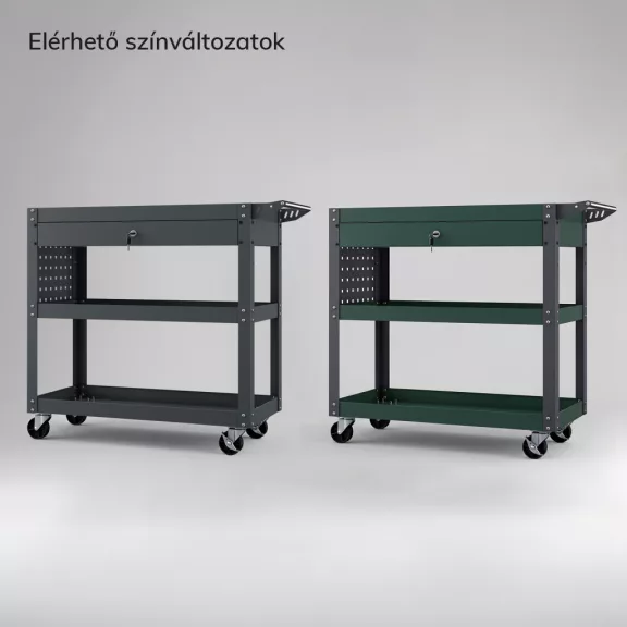 Jan Nowak® FRED gurulós műhelykocsi zárható fiókkal és szerszámfallal – Zöld 
