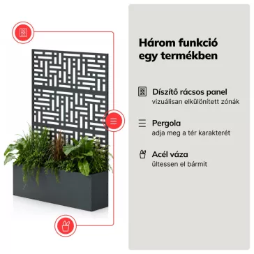 Jan Nowak® Fém kerti pergola virágládával, Antracit, 1200 mm