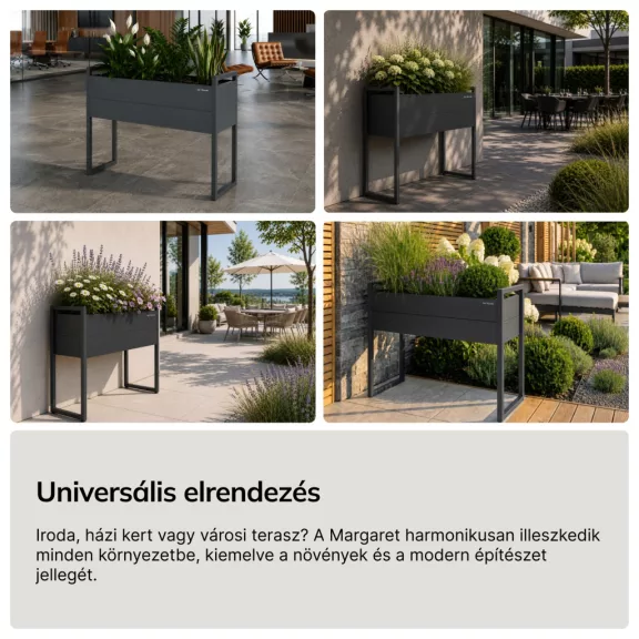 Magas fém virágcserép-burkolat, antracit, 1000x1000x380 mm: MARGARET H