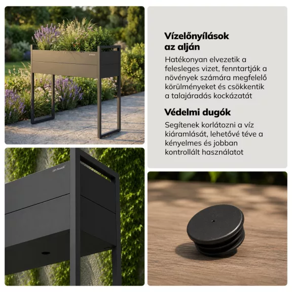 Magas fém virágcserép-burkolat, antracit, 1000x1000x380 mm: MARGARET H