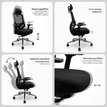   Jan Nowak®  AXIS ergonomikus hálós irodai szék – fekete