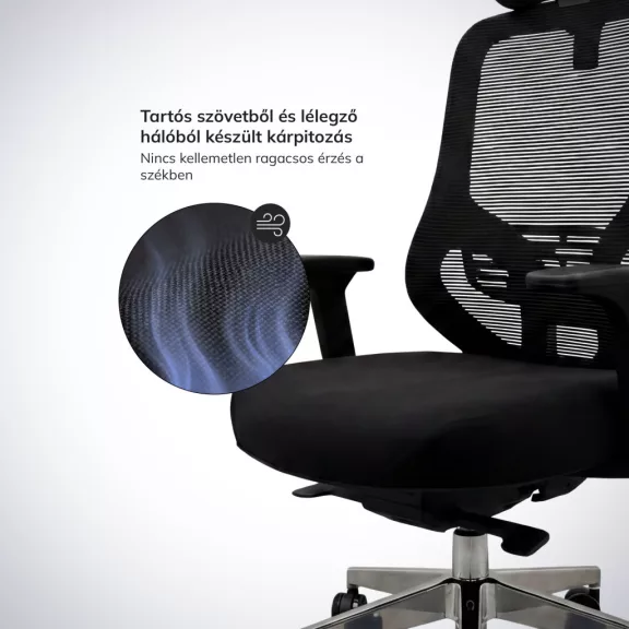 Jan Nowak® AXIS ergonomikus hálós irodai szék – fekete Jan Nowak® AXIS ergonomikus hálós irodai szék – fekete
