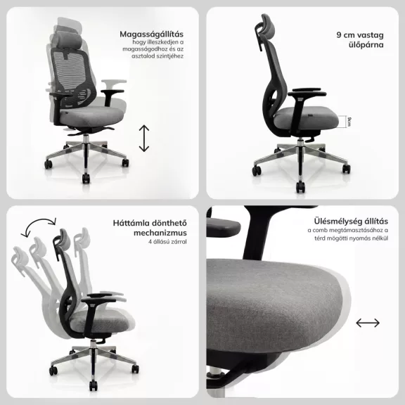 Jan Nowak® AXIS ergonomikus hálós irodai szék – anracit Jan Nowak® AXIS ergonomikus hálós irodai szék – anracit