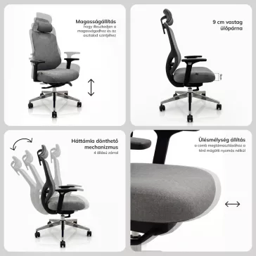   Jan Nowak®  AXIS ergonomikus hálós irodai szék – sötétszürke