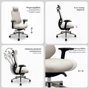 Jan Nowak®  AXIS ergonomikus hálós irodai szék – bézs