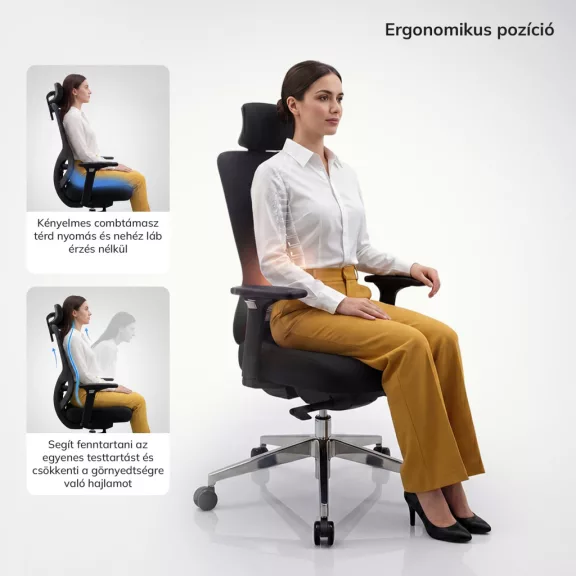Jan Nowak®  AXIS ergonomikus hálós irodai szék – éjfekete