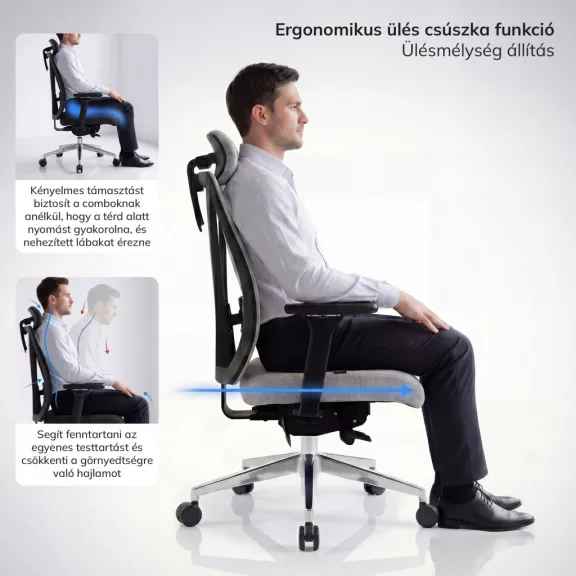 Ergonomikus irodai szék szürke hálós VECTOR Ergonomikus irodai szék szürke hálós VECTOR