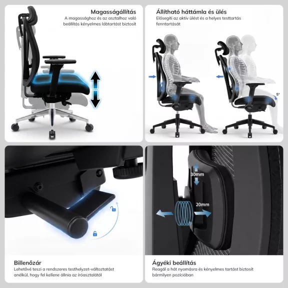 Ergonomikus irodai szék sötétszürke VECTOR Ergonomikus irodai szék sötétszürke VECTOR