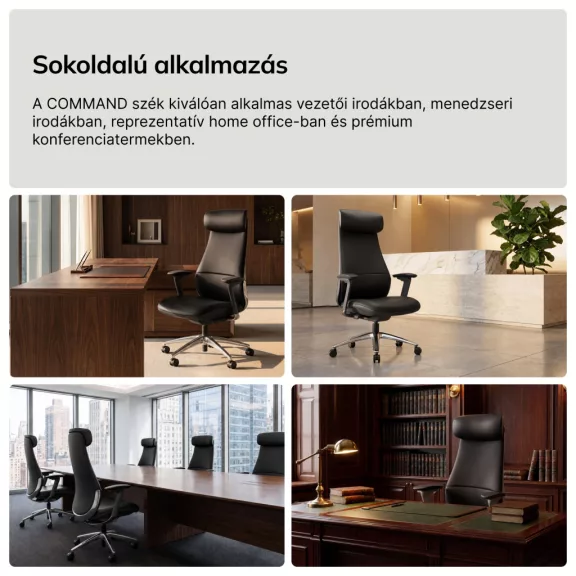 Bőr vezetői irodai szék fekete COMMAND Bőr vezetői irodai szék fekete COMMAND