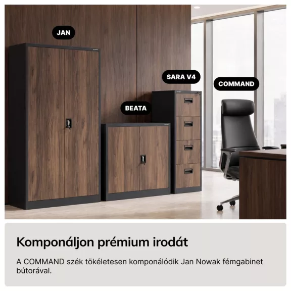 Bőr vezetői irodai szék fekete COMMAND Bőr vezetői irodai szék fekete COMMAND