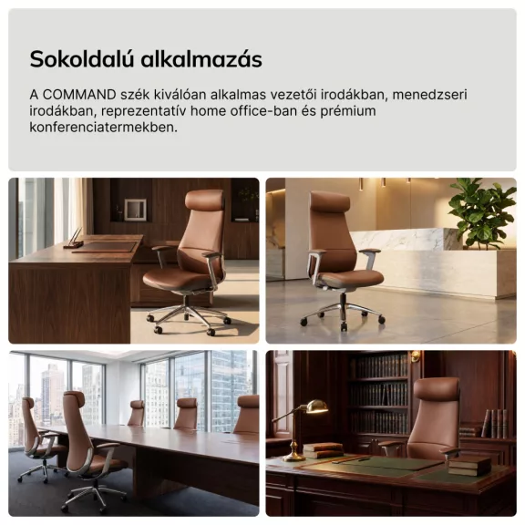Bőr vezetői irodai szék barna COMMAND Bőr vezetői irodai szék barna COMMAND