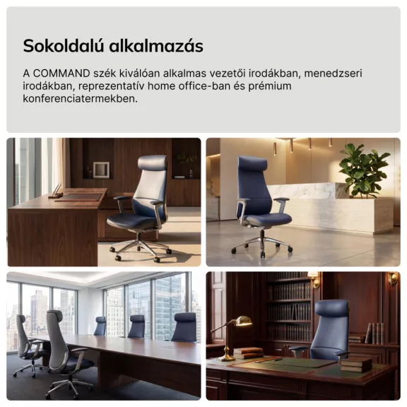 Bőr vezetői irodai szék kék COMMAND Bőr vezetői irodai szék kék COMMAND