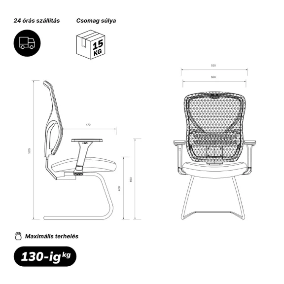 Fekete tárgyalószék ORBIT Fekete tárgyalószék ORBIT