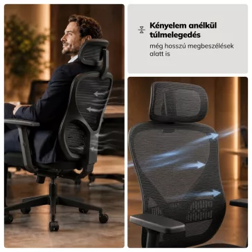 Fekete forgó irodai fotel fejtámlával ORBIT