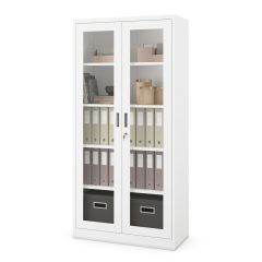   AMELIA | 606 Vitrines fém szekrény üvegezett ajtókkal / FEHÉR színben