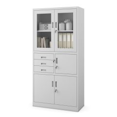   SZÜRKE | 616 FILIPFém iratszekrény széffel, vitrinnel és fiókokkal / színben