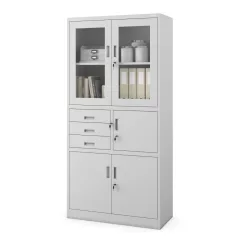   SZÜRKE | 616 FILIPFém iratszekrény széffel, vitrinnel és fiókokkal / színben