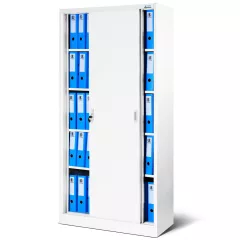   KUBA | 773 Fém iratszekrény polcokkal tolóajtókkal 900x1850x400, modell fehér