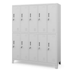 BARTEK 10 rekeszes öltözőszekrény lábakon / Szürke
