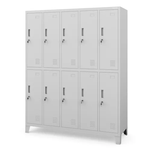 BARTEK 10 rekeszes öltözőszekrény lábakon / Szürke