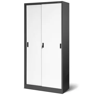 KUBA - 915 fém iratszekrény polcokkal tolóajtókkal 900x1850x400, modell antracit - fehér
