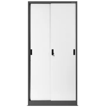 KUBA - 915 fém iratszekrény polcokkal tolóajtókkal 900x1850x400, modell antracit - fehér