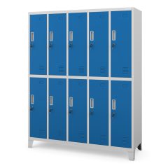   BARTEK 944 fém öltözőszekrény – szürke test, kék ajtók – lapraszerelt