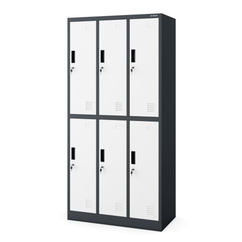 IGOR 945 | Fém öltözőszekrény antracit-fehér 6 rekeszes – lapraszerelt