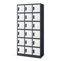   KAROL | 960 18 rekeszes öltözőszekrény talapzattal / Antracit-fehér színben