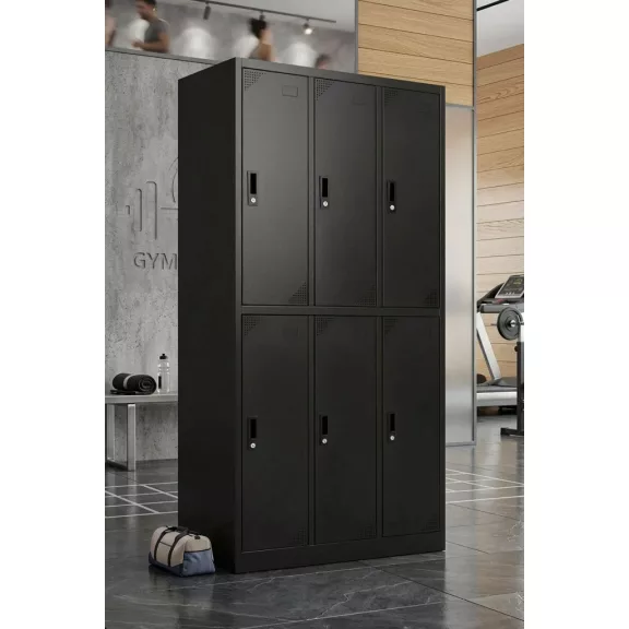ARTEMISZ® ADAMS 6 rekeszes fém öltözőszekrény - fekete
