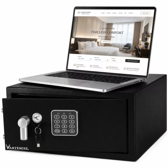 ARTEMISZ® Budapest laptop széf hotelszobába | Digitális zárral – fekete ARTEMISZ® Budapest laptop széf hotelszobába | Digitális zárral – fekete