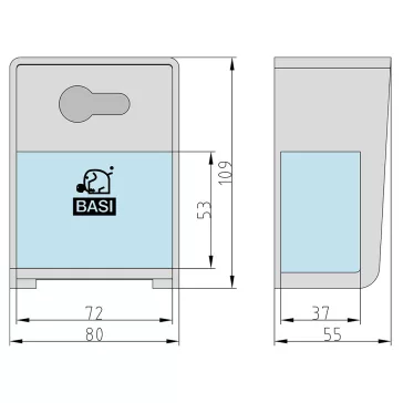 BASI kulcsszéf félcilinderhez – B21010010 – 109 x 80 x 55 mm