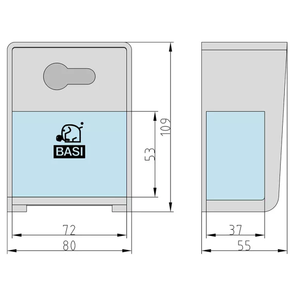 BASI kulcsszéf félcilinderhez – B21010010 – 109 x 80 x 55 mm