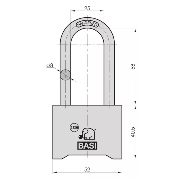 Basi - VHS 623H - Hosszúnyakú számzáras biztonsági lakat