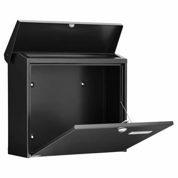 Burg Wächter nagyméretű kerítésen kívüli postaláda – BW04140 – Fekete – 340 x 380 x 148 mm