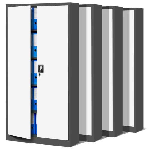 Set 4x fém iratszekrény JAN H, 900 x 1950 x 400 mm, antracit-fehér