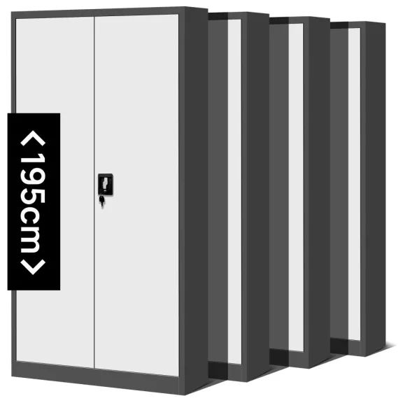 Set 4x fém iratszekrény JAN H, 900 x 1950 x 400 mm, antracit - fehér